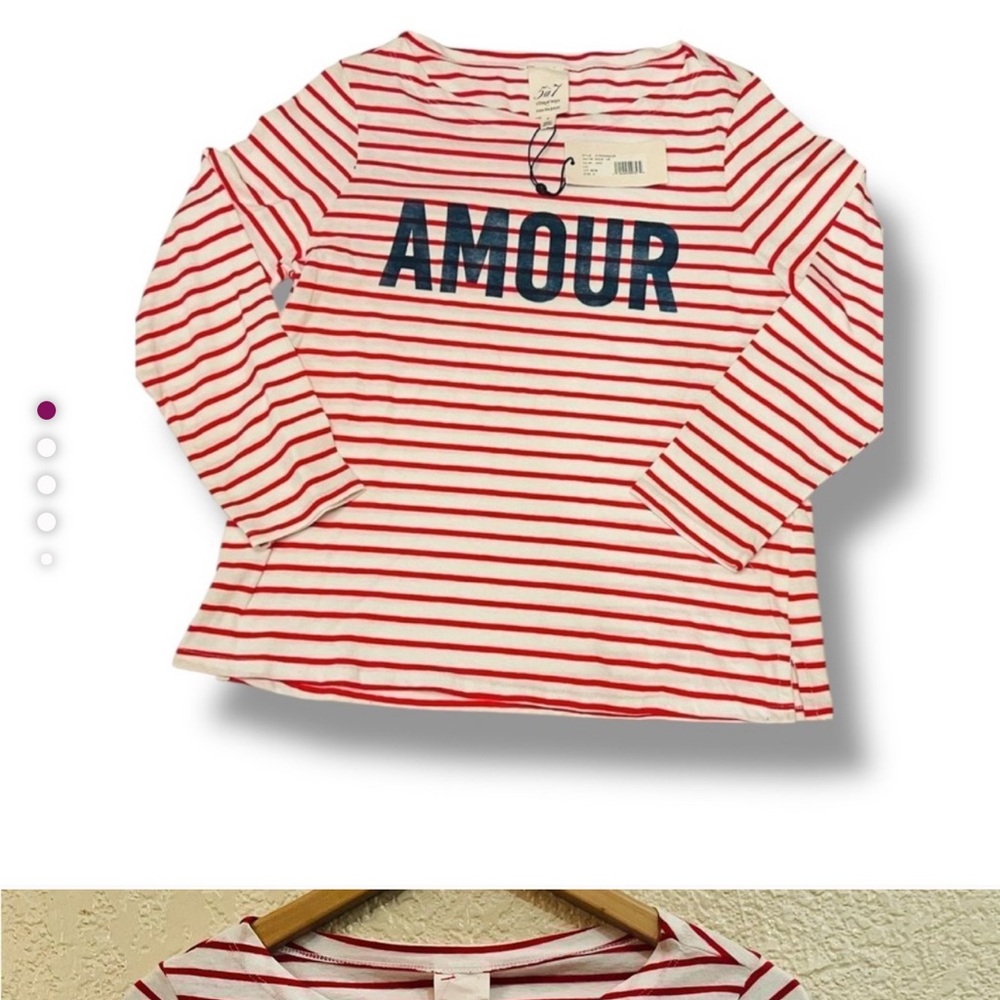 Cinq a Sept Red and White Long Sleeve Tee